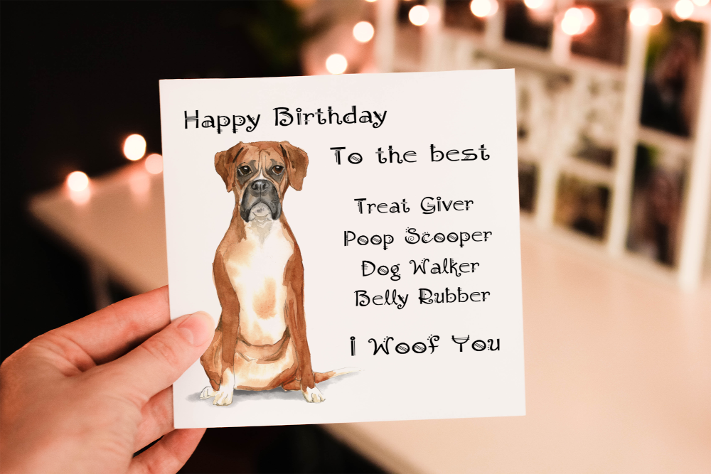 Boxer Dog Birthday Card, Dog Birthday Card - Click Image to Close